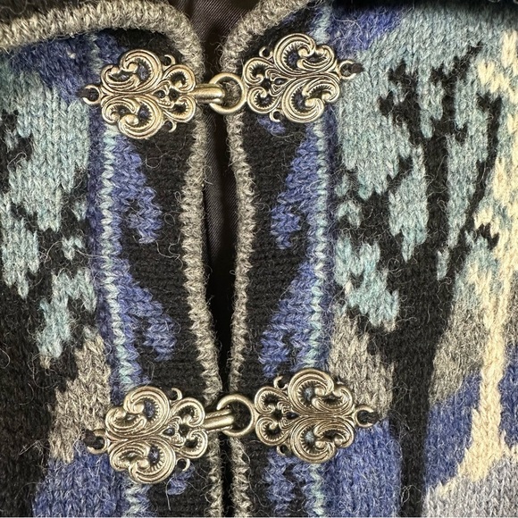 Vintage Icelandic Design Nordic Embellished Wool Blend Cardigan Medium - Picture 4 of 12